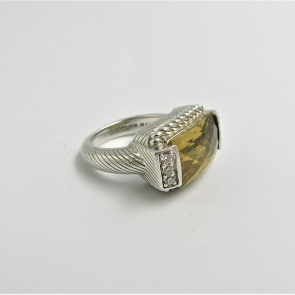 Vintage JUDITH RIPKA RING 925 Sterling Silver Yellow Citrine Cocktail Ring S-7 - Picture 11 of 13